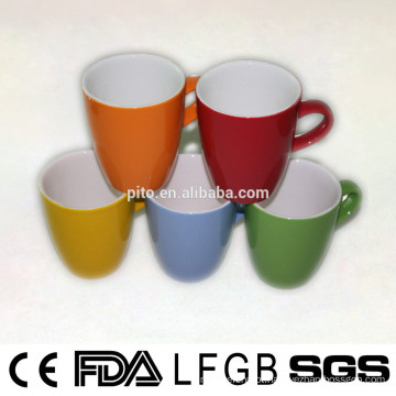 P &amp; T chaozhou fábrica colorido canecas vidrada, caneca de café cerâmica, cores personalizadas